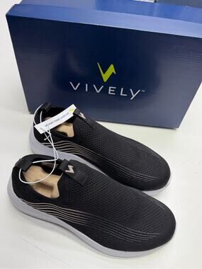 VIVELY Women’s 10.5 Black Slip On Memory Foam Athletic Shoe